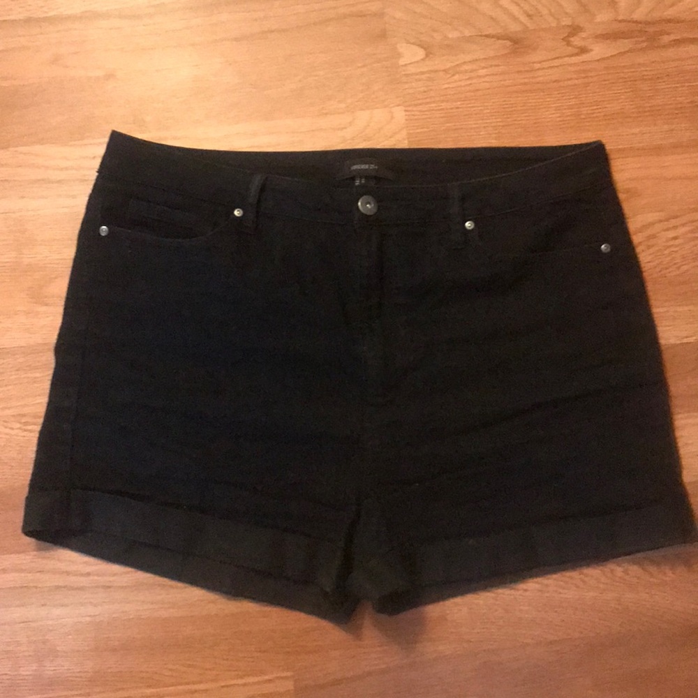 High waist black denim shorts - plus sized